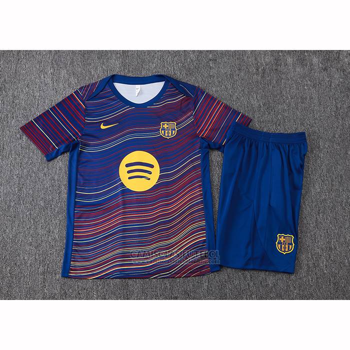 Fato de Treino Barcelona Manga Curta 2025-2026 Azul Amarelo - Calcas Curta